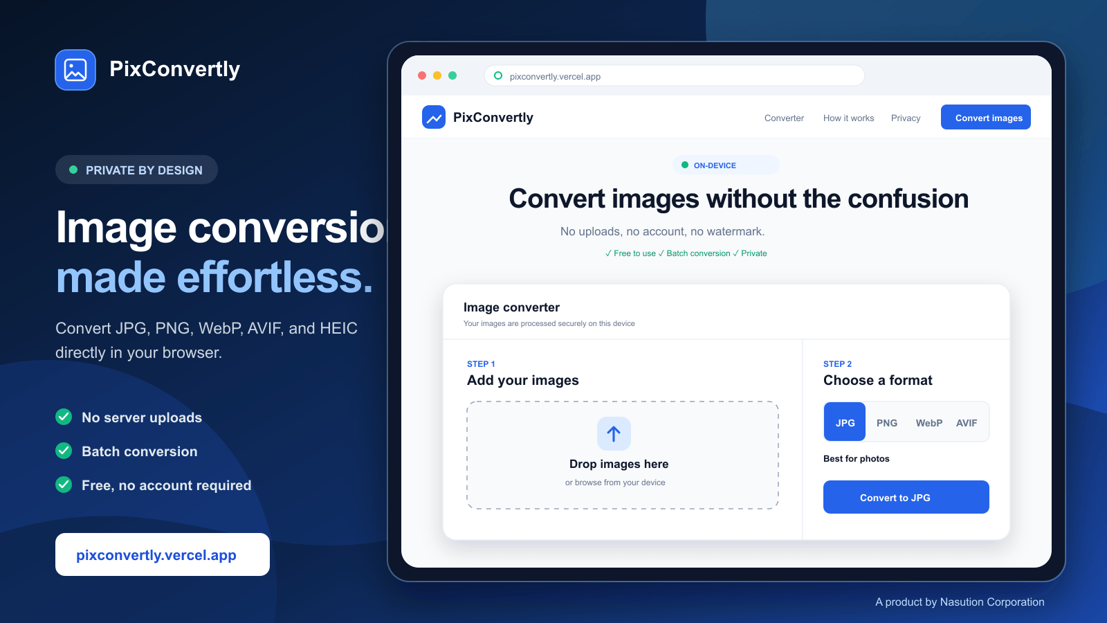 PixConvertly Image Converter interface